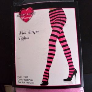 Pink and Black striped tights